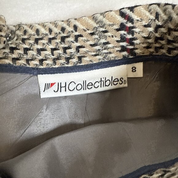 JH Collectibles 8 Brown/Black 100% Pure Wool Midi Skirt Pencil Made in USA - Picture 3 of 8